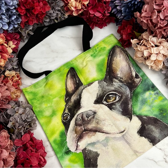 Eco-Friendly Adorable Boston Terrier Folding Tote Bag - Picture 3 of 12